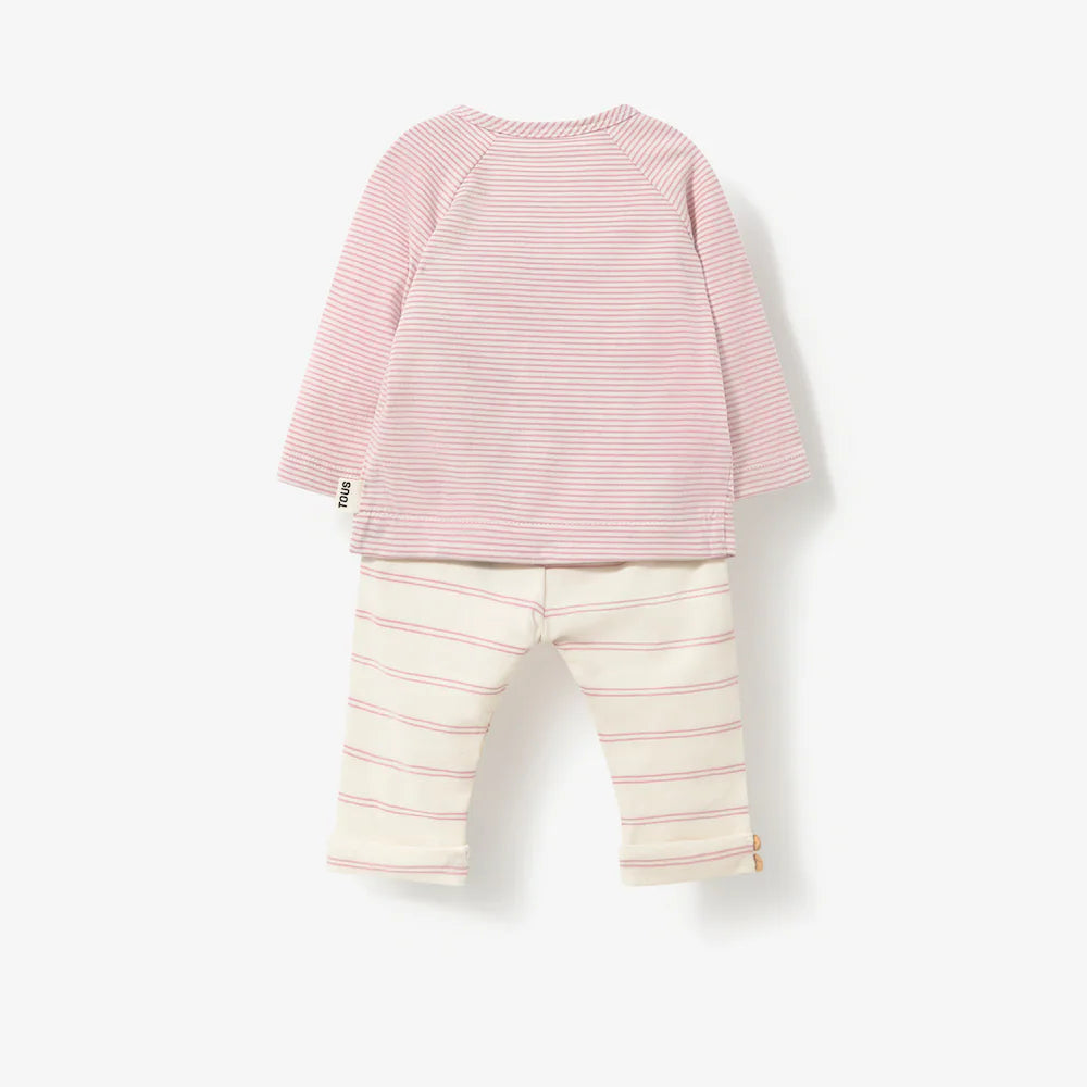 CONJUNTO DE BEBÉ CRUZADO RISC ROSA