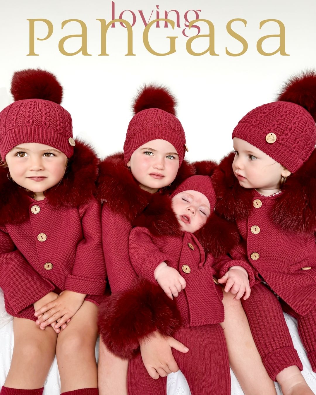 PANGASA BABY -TRENKA LUXURY CEREZA-Abrigo de Punto con Capucha y Pelo
