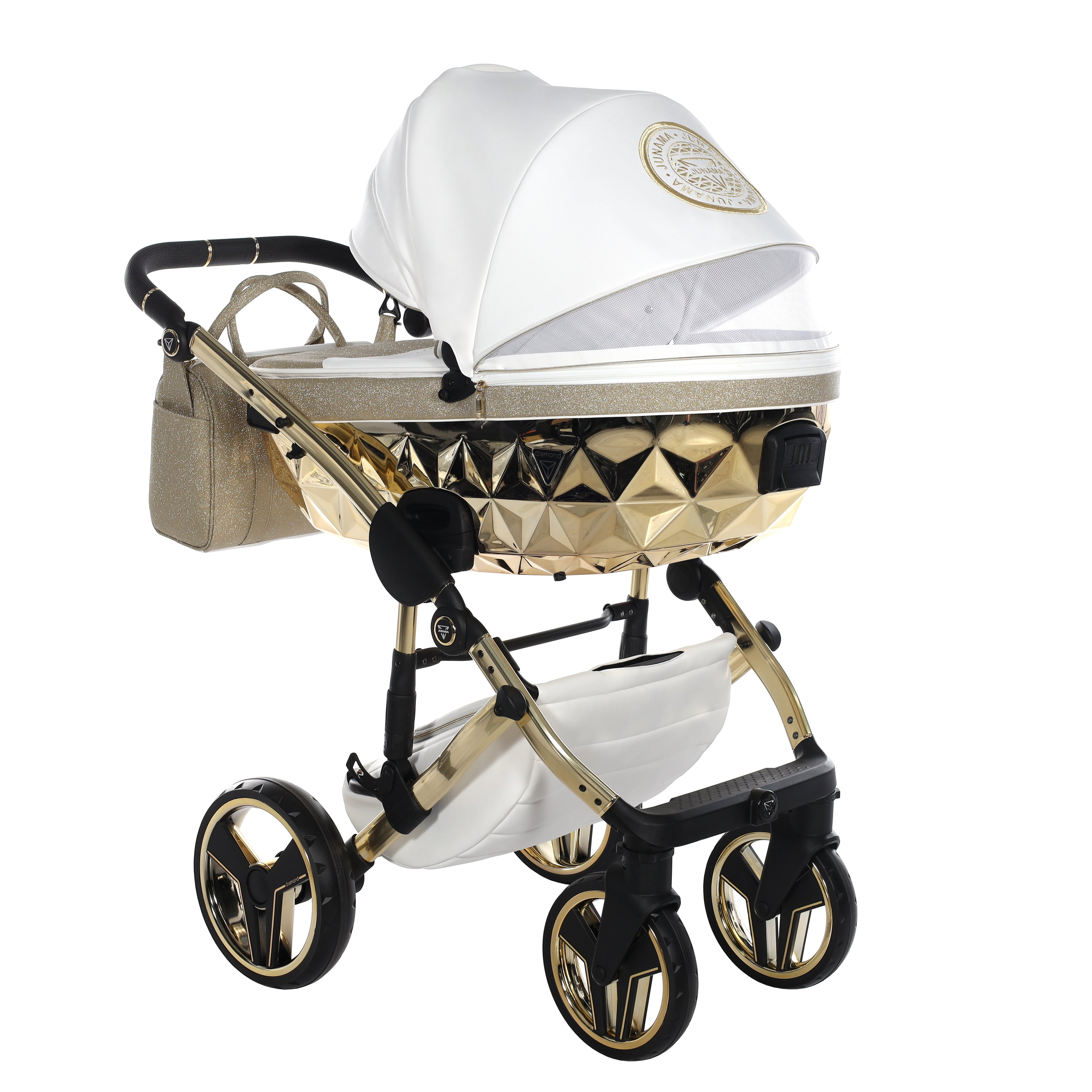 Carro de bebé Junama Hand Craft Glitter Dorado y Blanco
