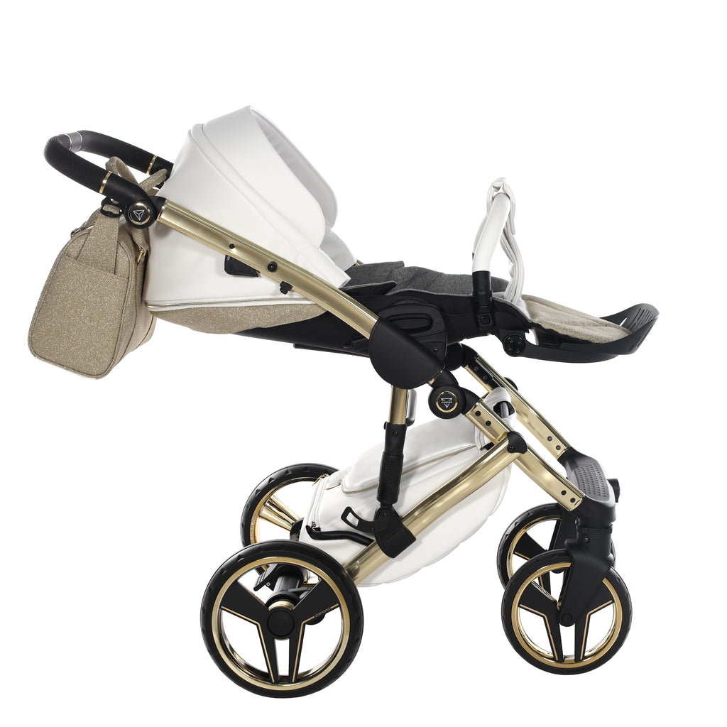 Carro de bebé Junama Hand Craft Glitter Dorado y Blanco