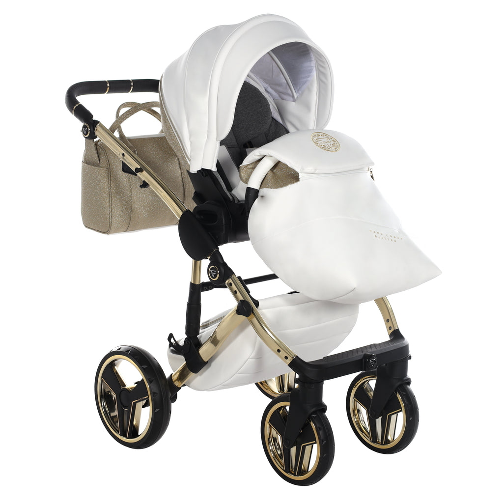 Carro de bebé Junama Hand Craft Glitter Dorado y Blanco