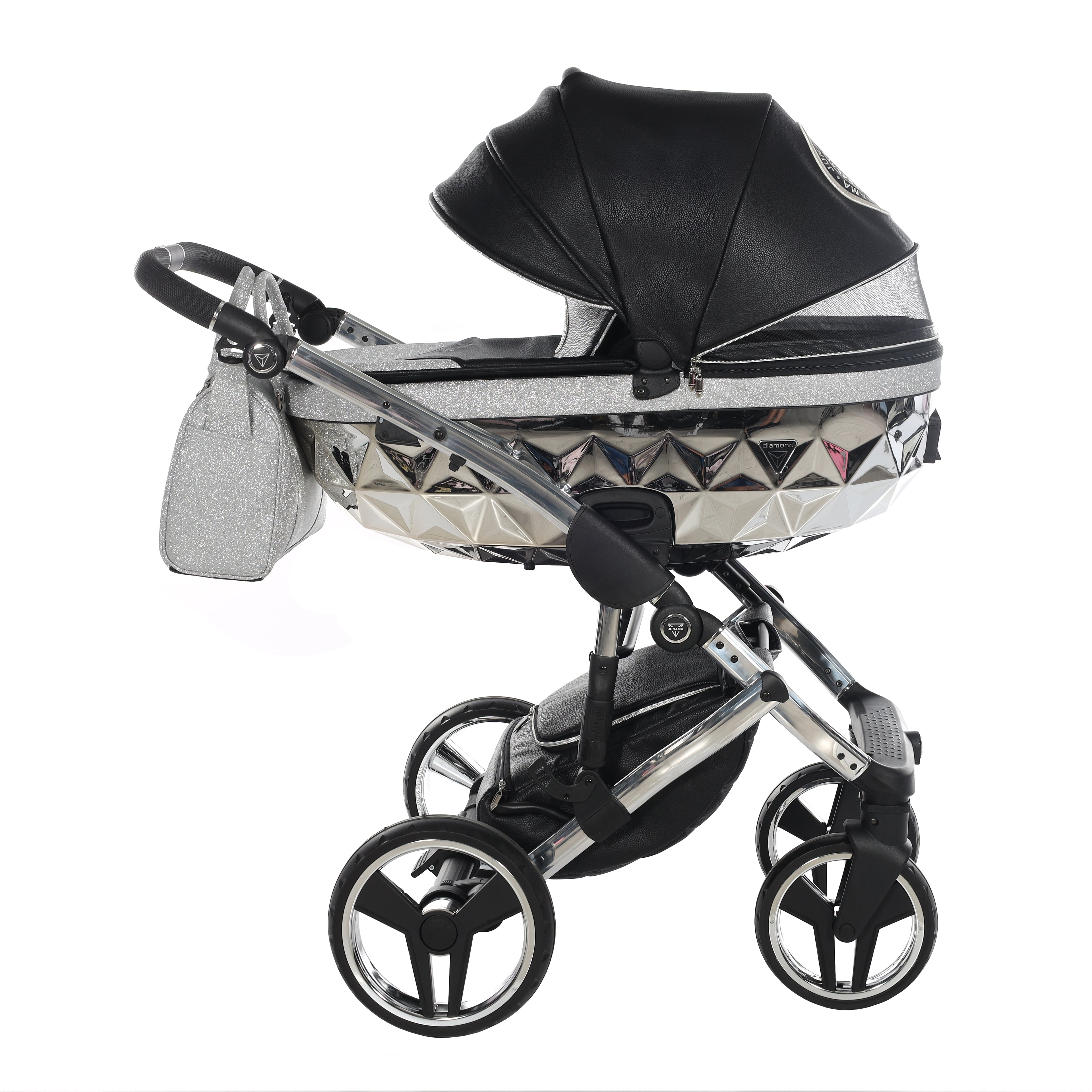 Carro de bebé Junama Hand Craft Glitter Plata y Negro