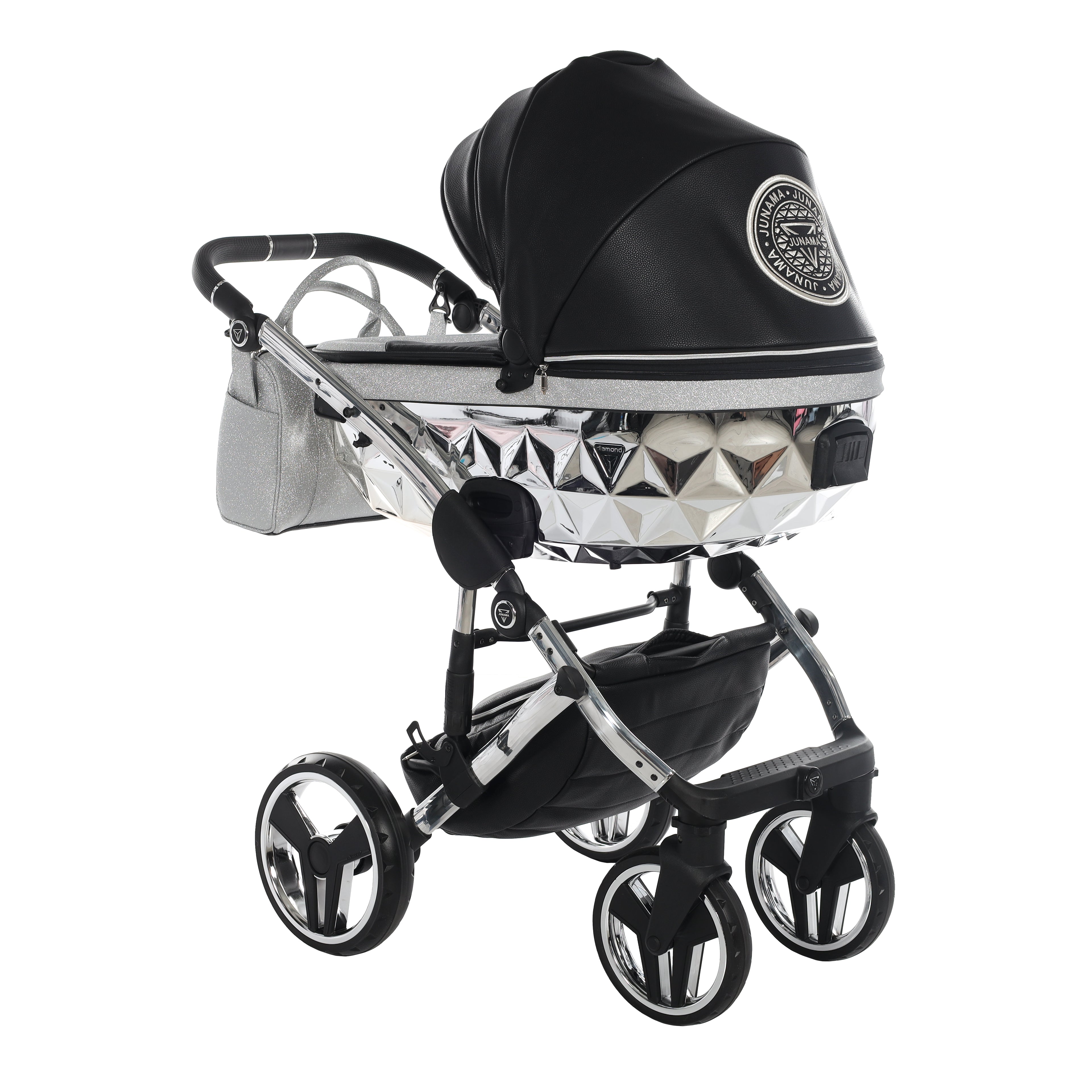 Carro de bebé Junama Hand Craft Glitter Plata y Negro