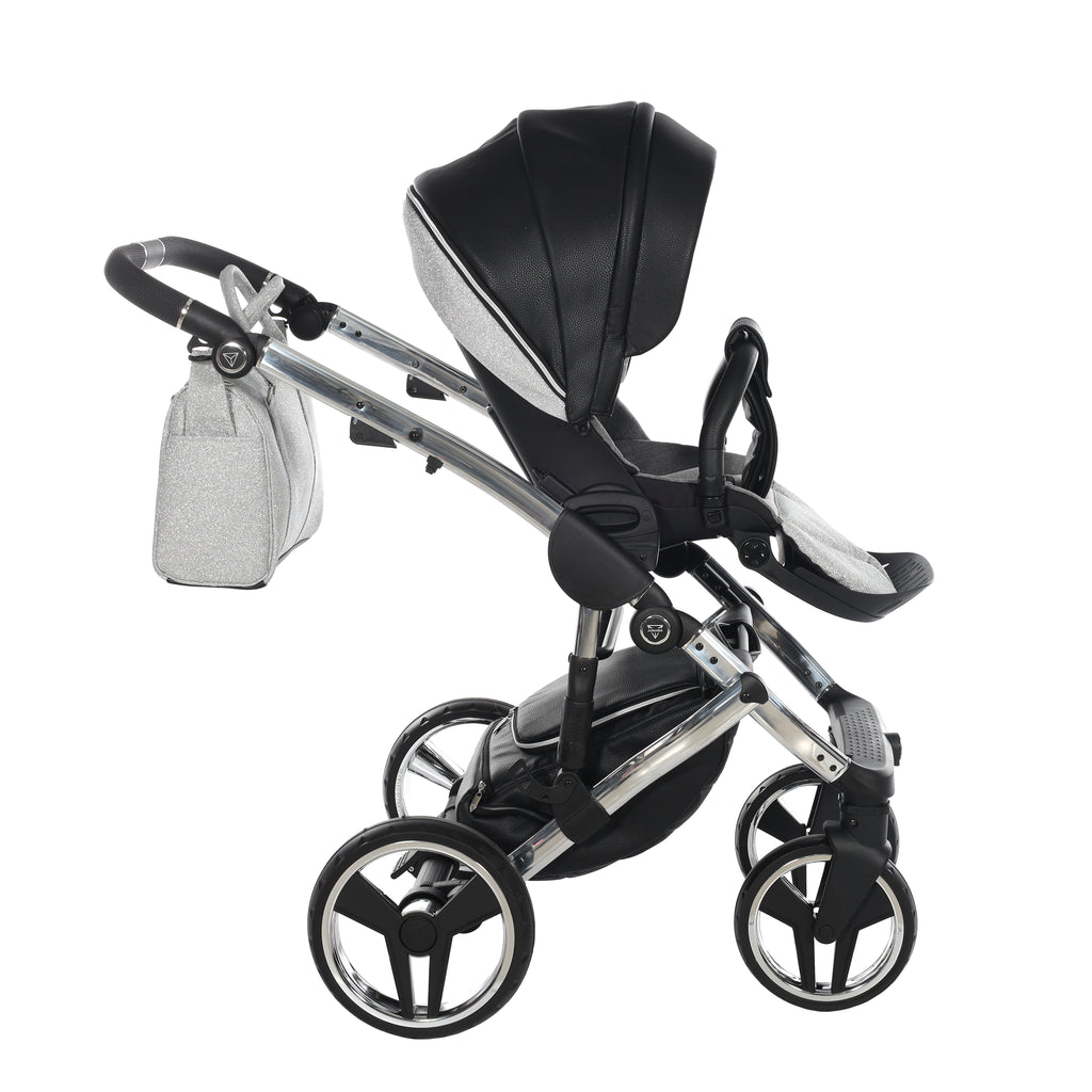Carro de bebé Junama Hand Craft Glitter Plata y Negro