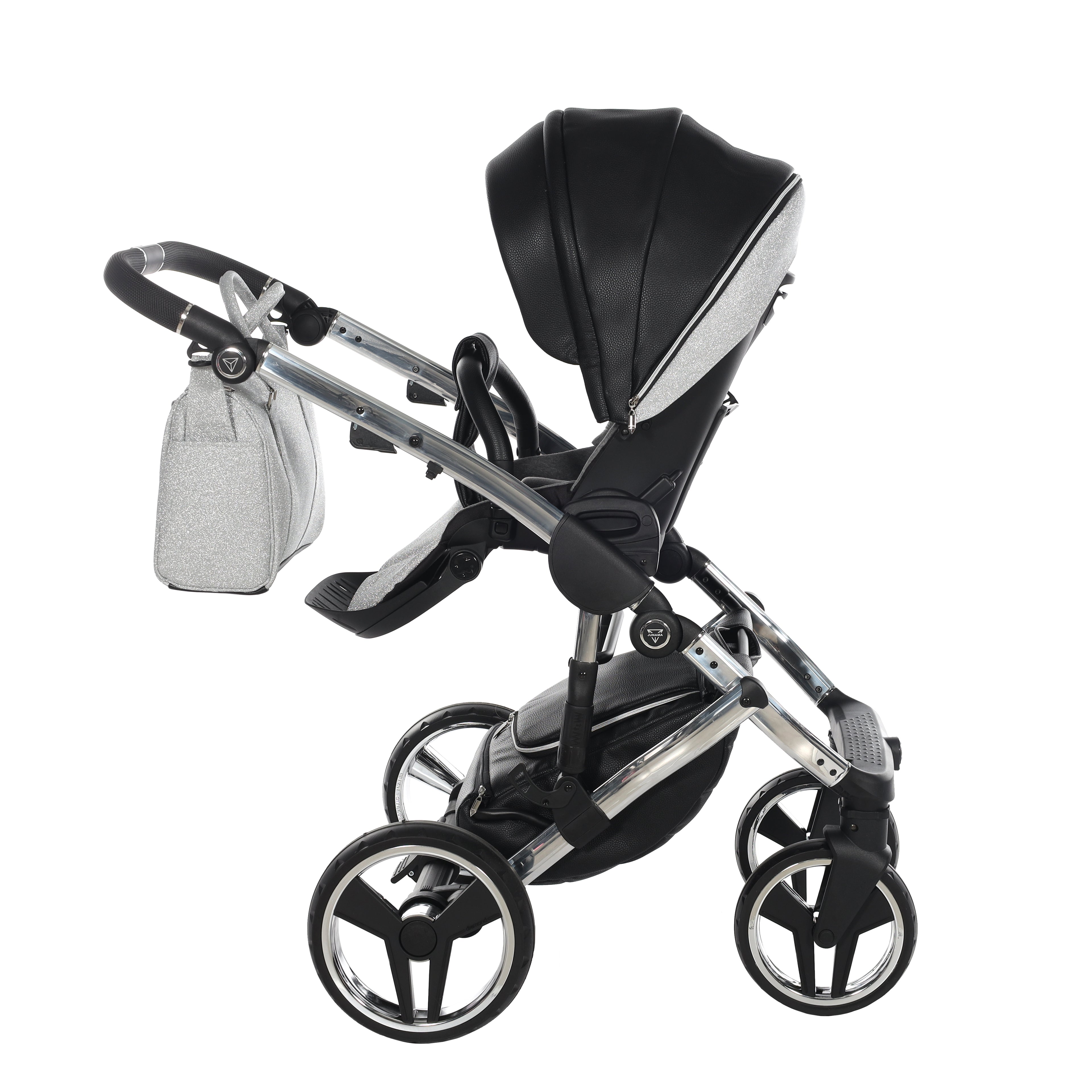 Carro de bebé Junama Hand Craft Glitter Plata y Negro