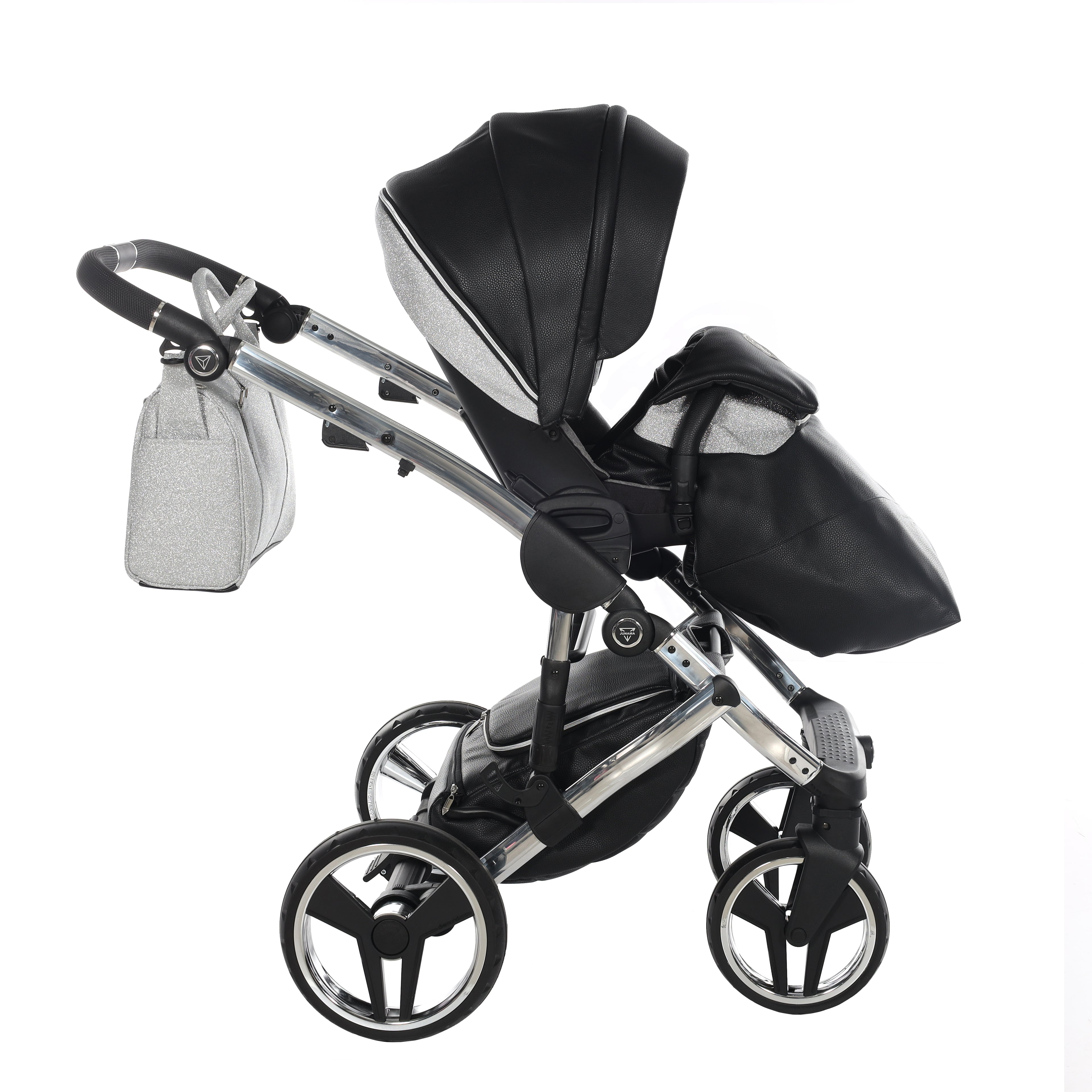 Carro de bebé Junama Hand Craft Glitter Plata y Negro
