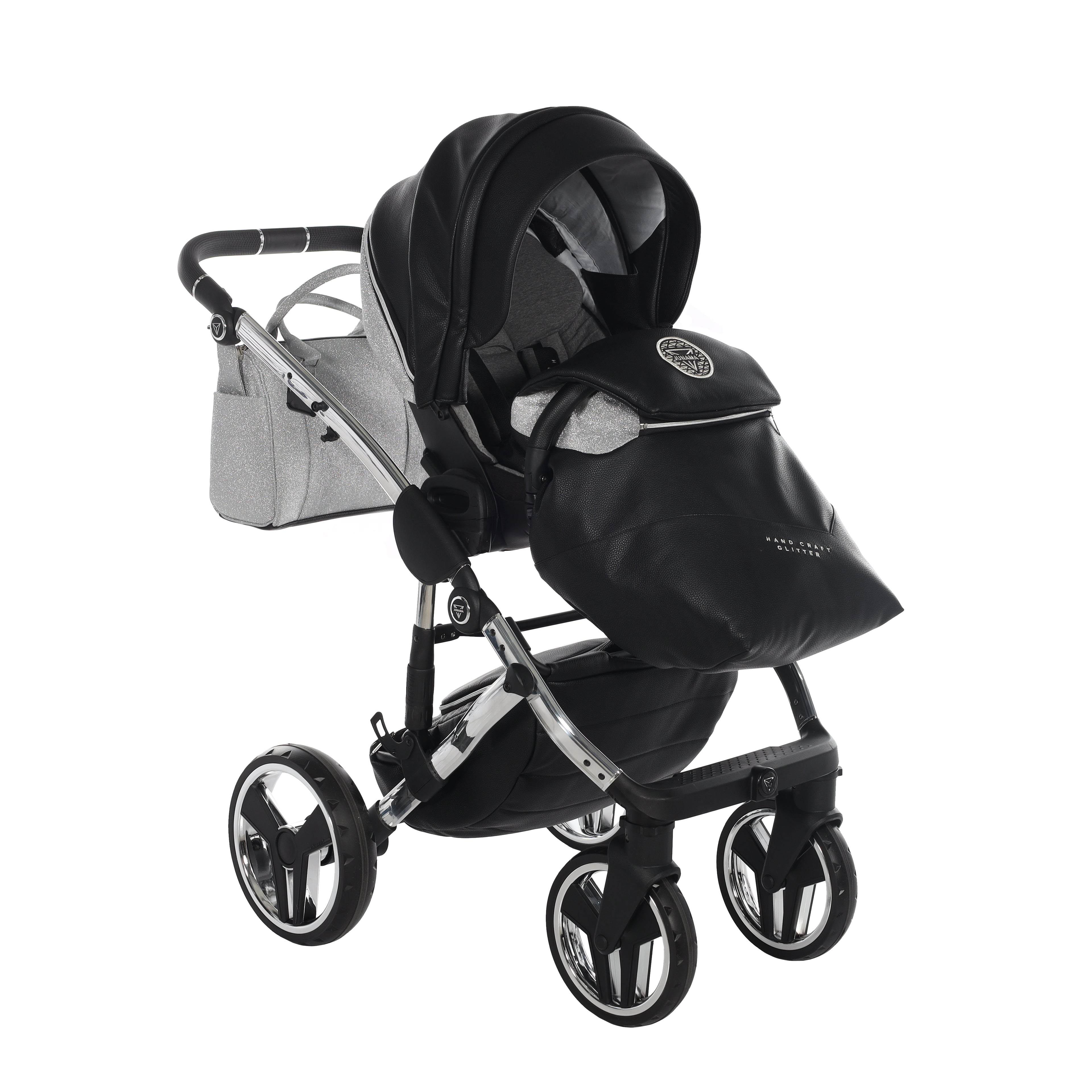 Carro de bebé Junama Hand Craft Glitter Plata y Negro