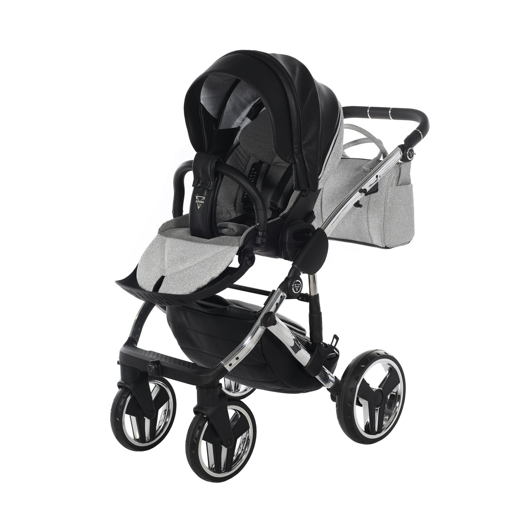 Carro de bebé Junama Hand Craft Glitter Plata y Negro