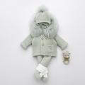 PANGASA BABY -TRENKA LUXURY VERDE -Abrigo de Punto con Capucha y Pelo