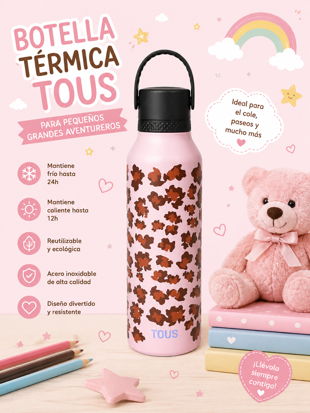 TERMO BOTELLA CON RECUBRIMIENTO CERÁMICO T.WILD ROSA