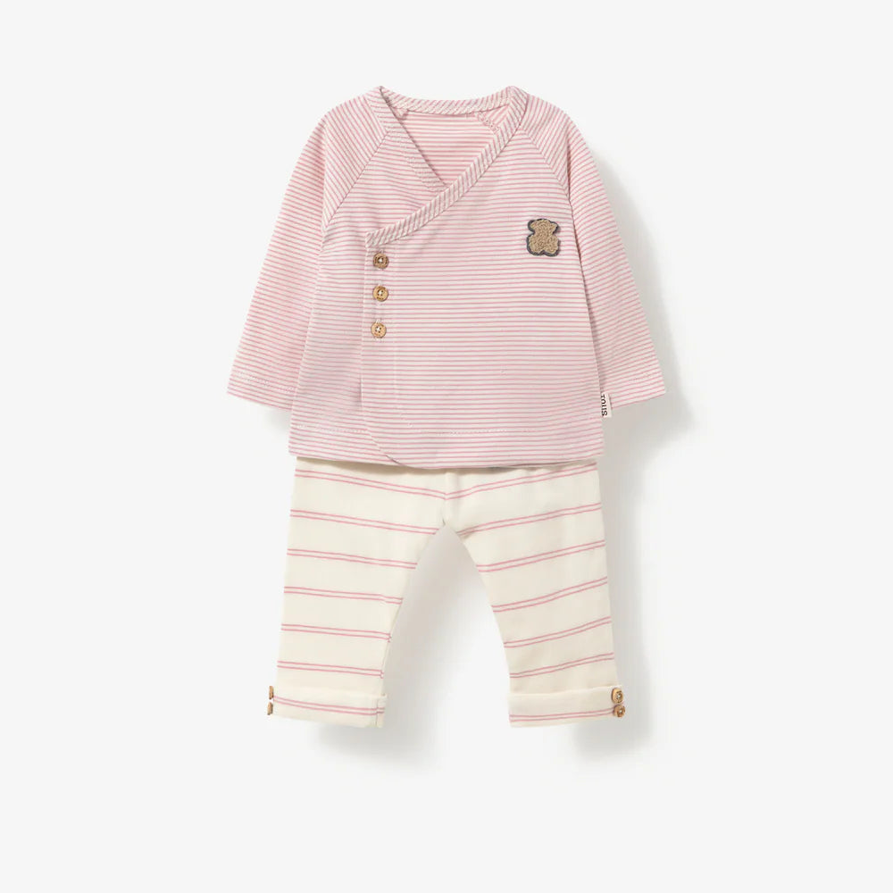 CONJUNTO DE BEBÉ CRUZADO RISC ROSA