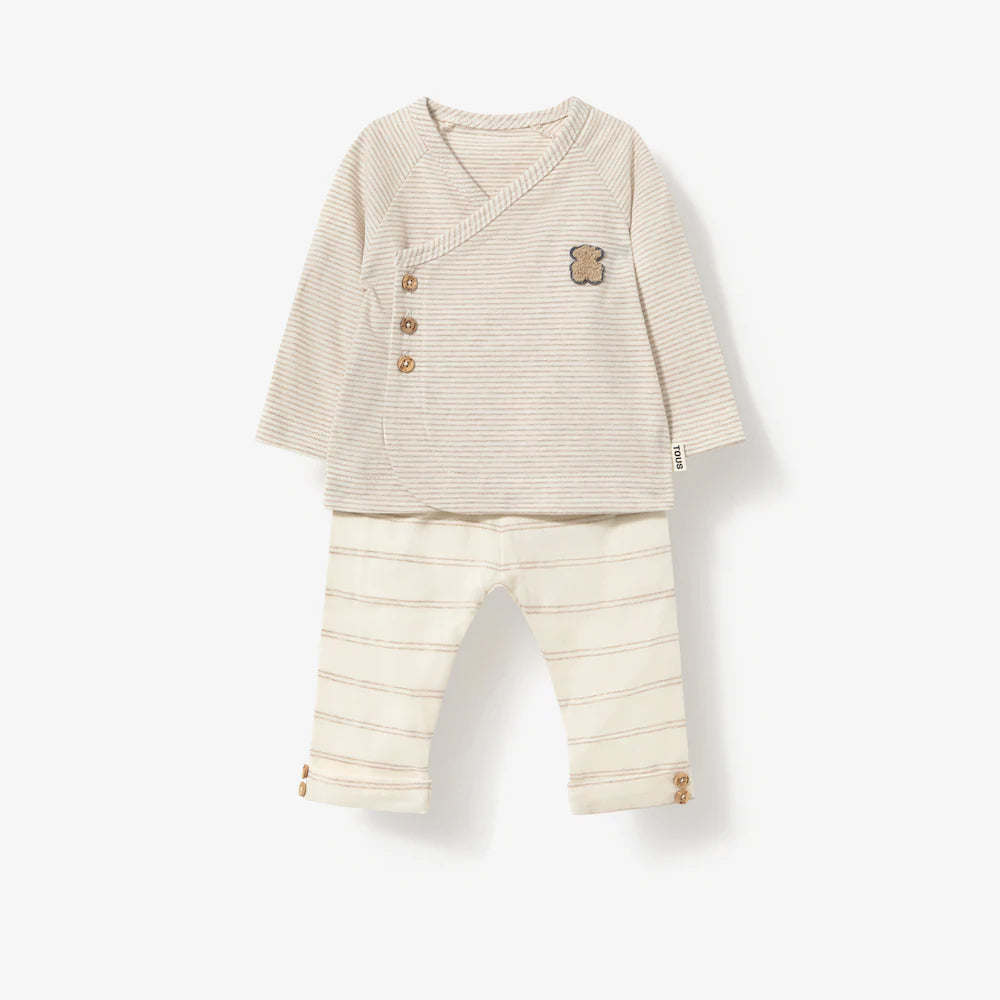 CONJUNTO DE BEBÉ CRUZADO RISC BEIG