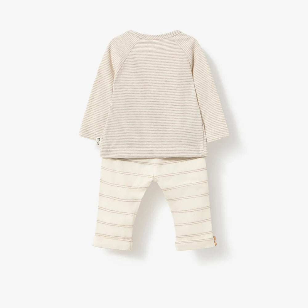 CONJUNTO DE BEBÉ CRUZADO RISC BEIG