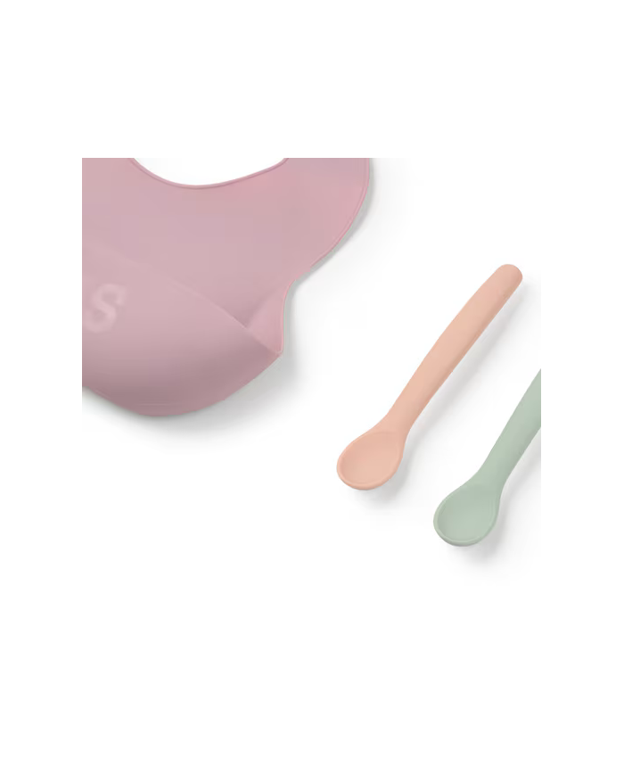 Set de babero y 2 cucharas Food Kit rosa