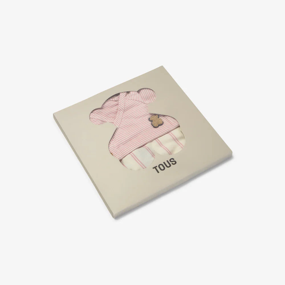 CONJUNTO DE BEBÉ CRUZADO RISC ROSA