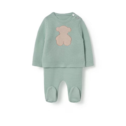 CONJUNTO DE BEBÉ DE RECIÉN NACIDO TRICOT VERDE