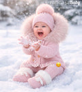 PANGASA BABY -TRENKA LUXURY ROSA-Abrigo de Punto con Capucha y Pelo