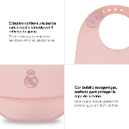 Babero Real Madrid Silicona | Oficial, Antibacteriano y BPA Free Rosa