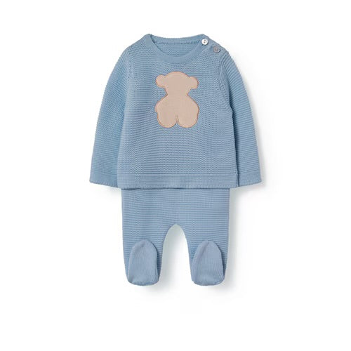 CONJUNTO DE BEBÉ DE RECIÉN NACIDO TRICOT AZUL