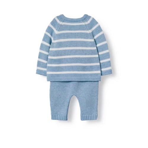 CONJUNTO DE BEBÉ DE RECIÉN NACIDO TRICOT AZUL