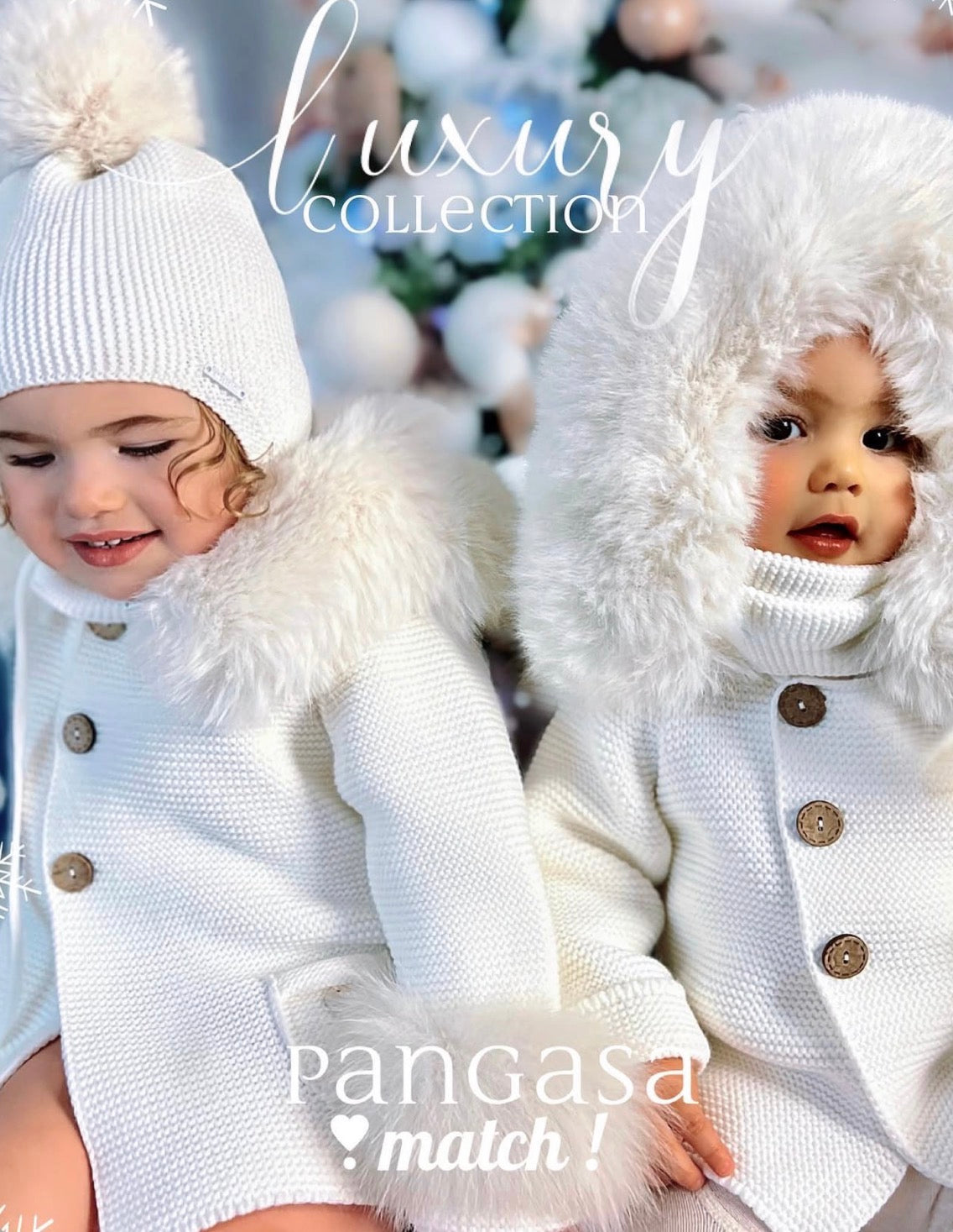 PANGASA BABY -TRENKA LUXURY MARFIL-Abrigo de Punto con Capucha y Pelo