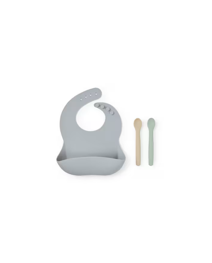 Set de babero y 2 cucharas Food Kit azul