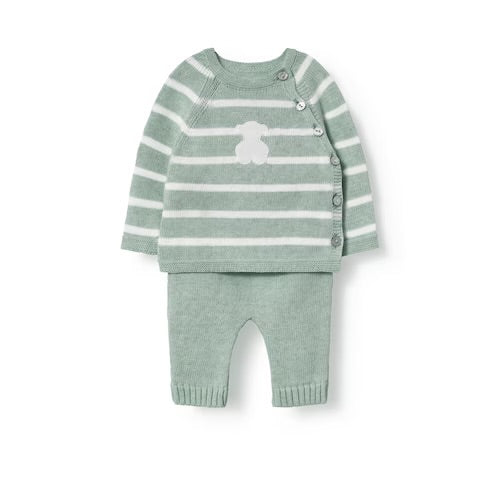 CONJUNTO DE BEBÉ DE RECIÉN NACIDO TRICOT VERDE