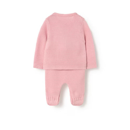 CONJUNTO DE BEBÉ DE RECIÉN NACIDO TRICOT ROSA