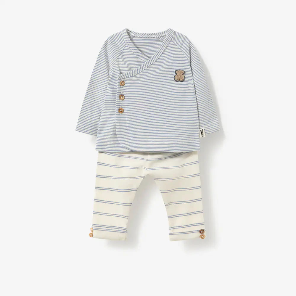 CONJUNTO DE BEBÉ CRUZADO RISC AZUL