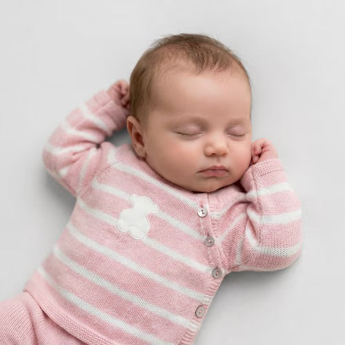 CONJUNTO DE BEBÉ DE RECIÉN NACIDO TRICOT ROSA