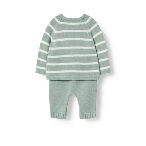 CONJUNTO DE BEBÉ DE RECIÉN NACIDO TRICOT VERDE