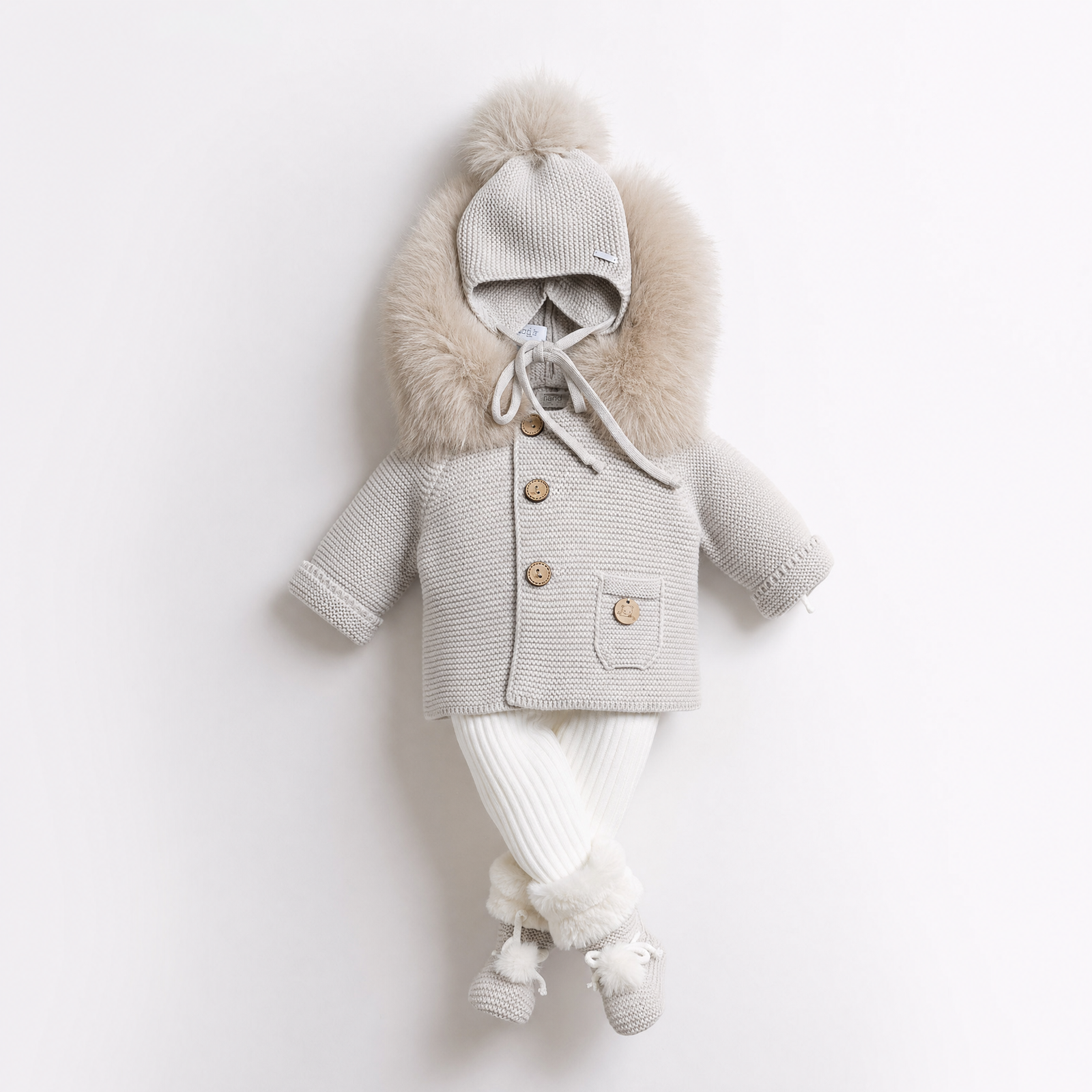 PANGASA BABY -TRENKA LUXURY ARENA-Abrigo de Punto con Capucha y Pelo