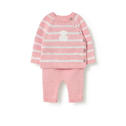 CONJUNTO DE BEBÉ DE RECIÉN NACIDO TRICOT ROSA