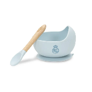 Set cuenco silicona con cuchara oficial Real Madrid Azul