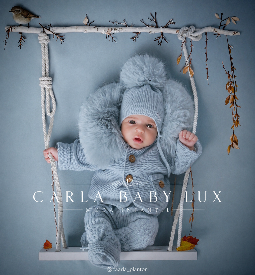 PANGASA BABY -TRENKA LUXURY -Abrigo de Punto con Capucha y Pelo
