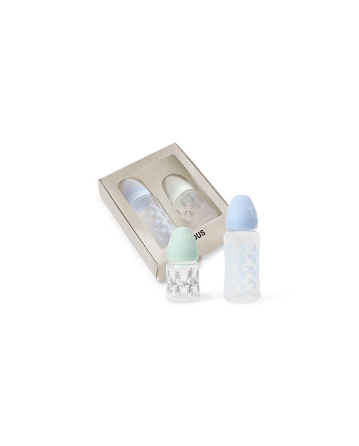 PACK 2 BIBERONES DE BEBÉ TOUS SQUARE AZUL
