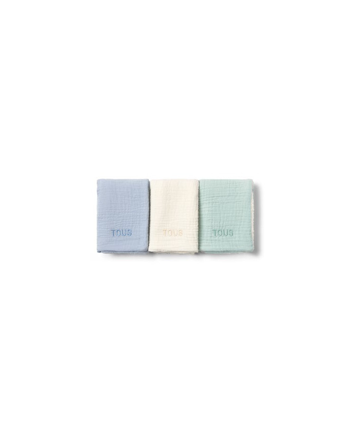 MUSELINAS DE BEBÉ PACK DE 3 AZUL TOUS