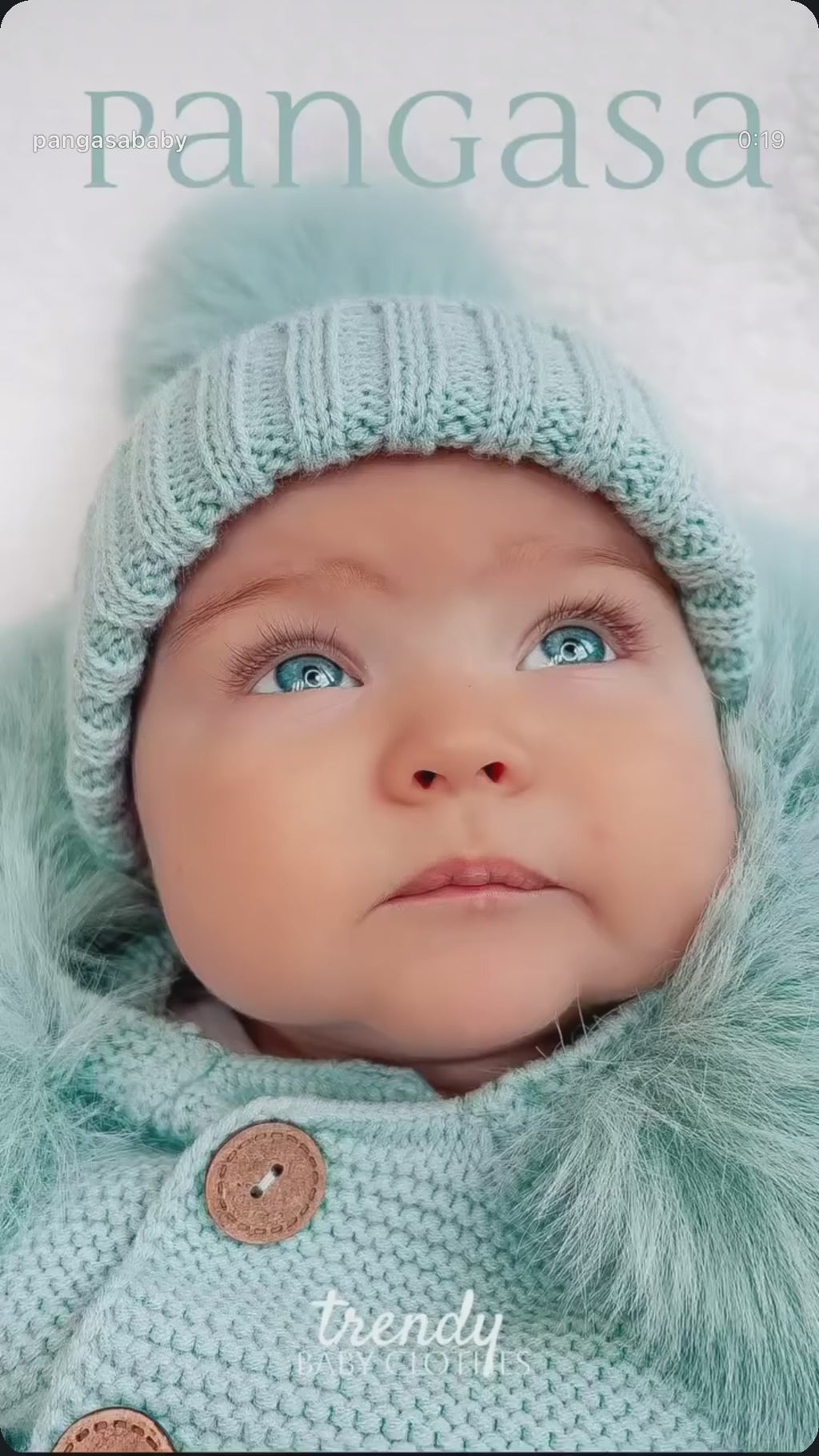 PANGASA BABY -TRENKA LUXURY MINT -Abrigo de Punto con Capucha y Pelo